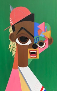 a painting of a man with a hat on his head